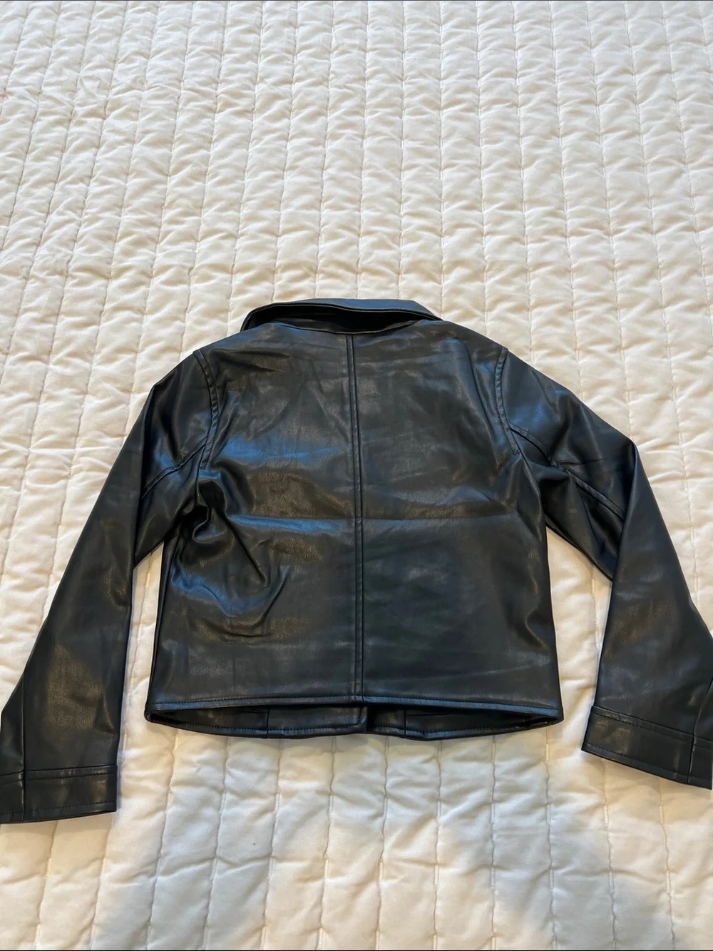 🕷️ GAP Black Faux Leather Moto Jacket - Size Small - Kid
